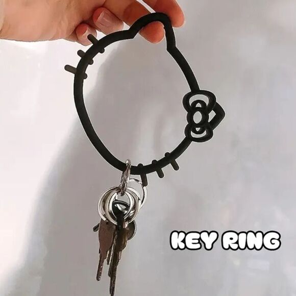 Hello Kitty Sanrio Black Or PINK Key Chain & Phone Charm NEW - Picture 2 of 8